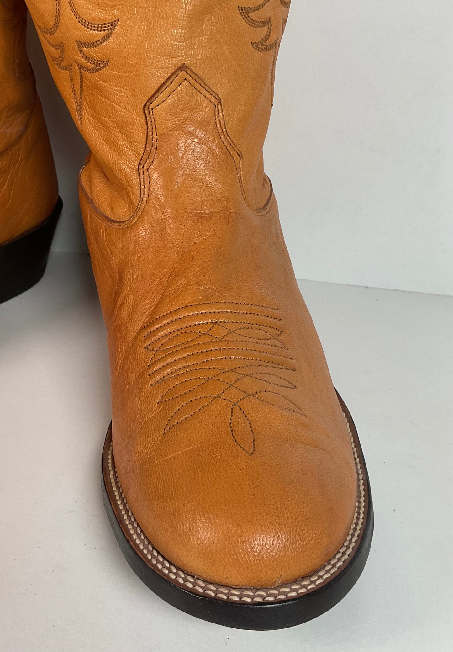 Vintage Nocona Pig Skin Cowboy Boots | Boar | Butterscotch | USA Made | 10.5 EE