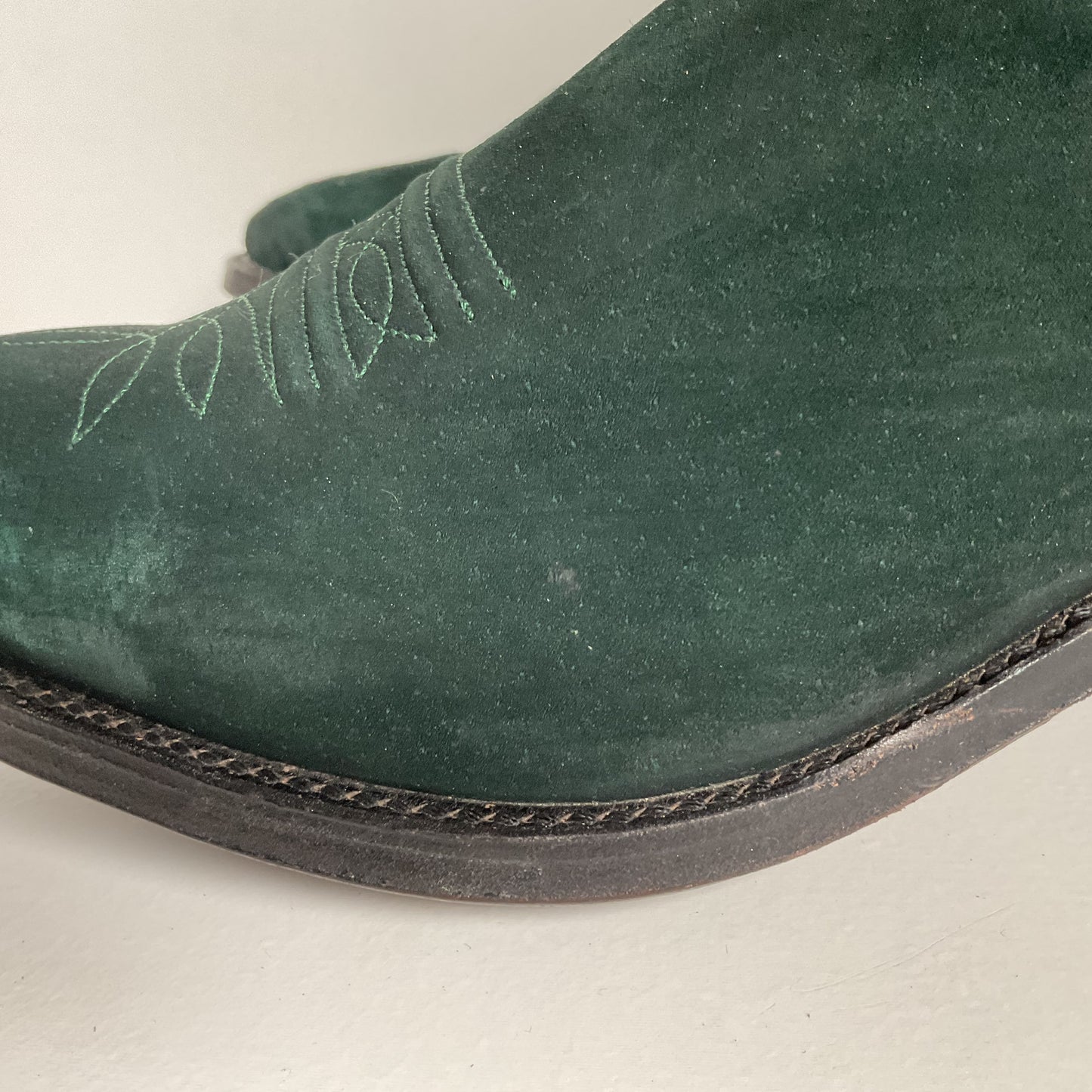 Vintage Nocona Wild Boar Cowboy Boots | Pig Skin Suede | Emerald Green | Men’s 11 E