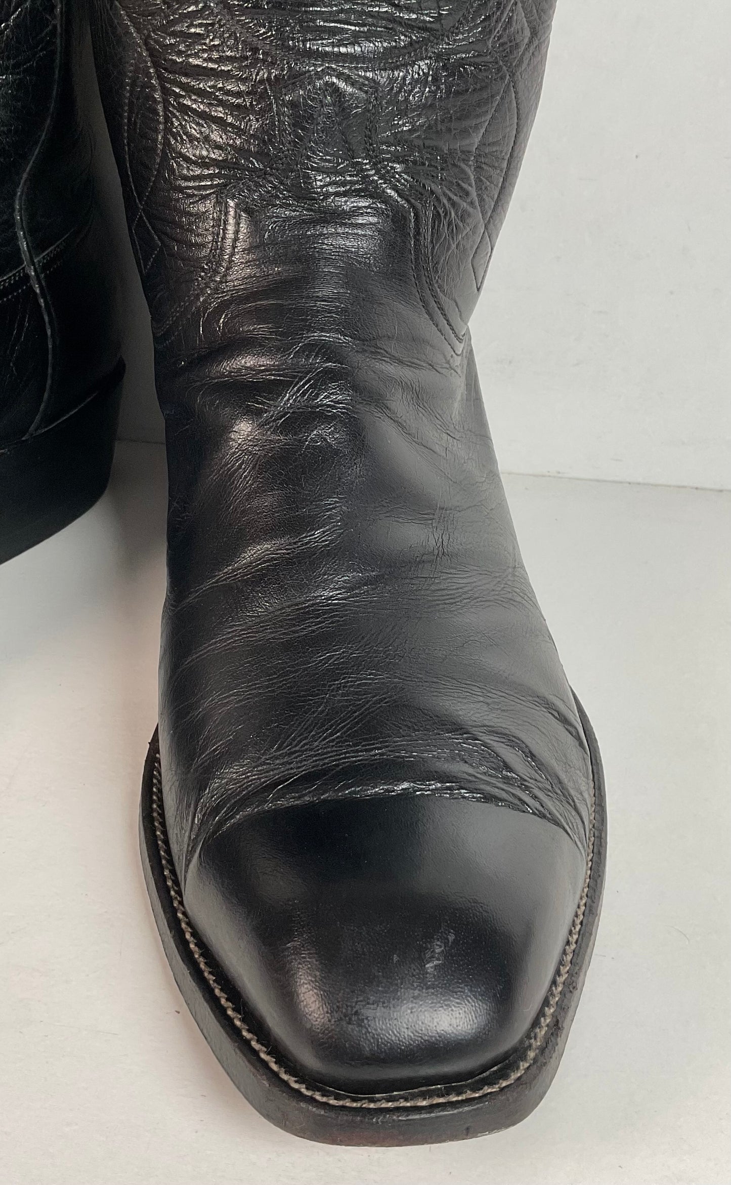 Wheeler Boot Company Cowboy Boots 10 Wide Black Calf Custom