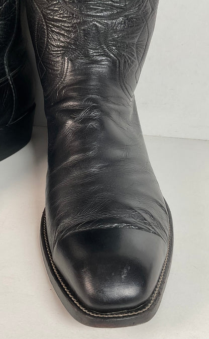 Wheeler Boot Company Cowboy Boots 10 Wide Black Calf Custom