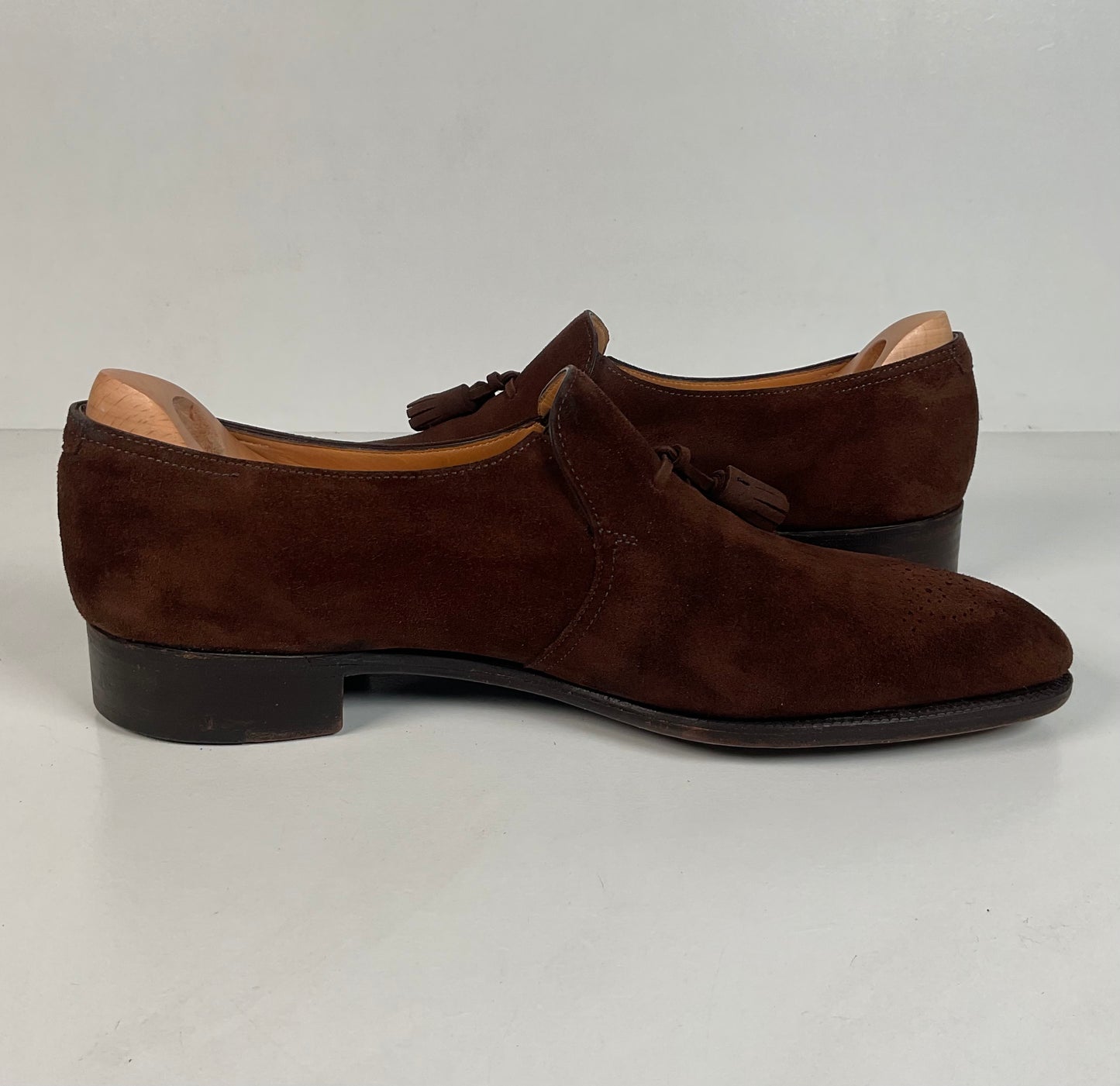 John Lobb Suede Tassel Loafers | Madison | UK 7.5 E | US 8.5 D