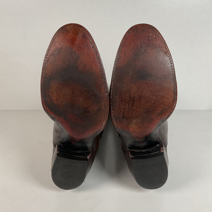 Vintage Justin Cowboy Boots | Brown Calf | Tooled Inlays | USA Made | Men’s 10 D