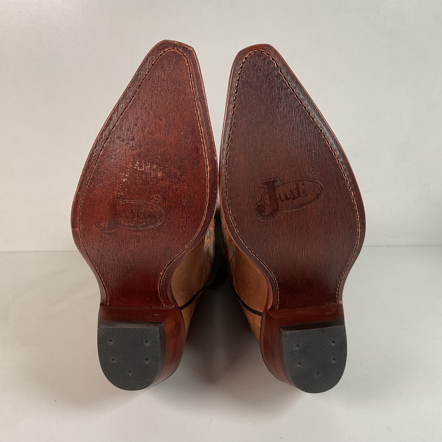 Justin Bent Rail Leather Cowgirl Boots 7 B New Without Box