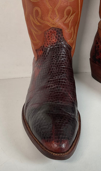 Vintage W.B. Masterson Wrangler Cowboy Boots 12 B (Narrow) Dress Lizard Cut