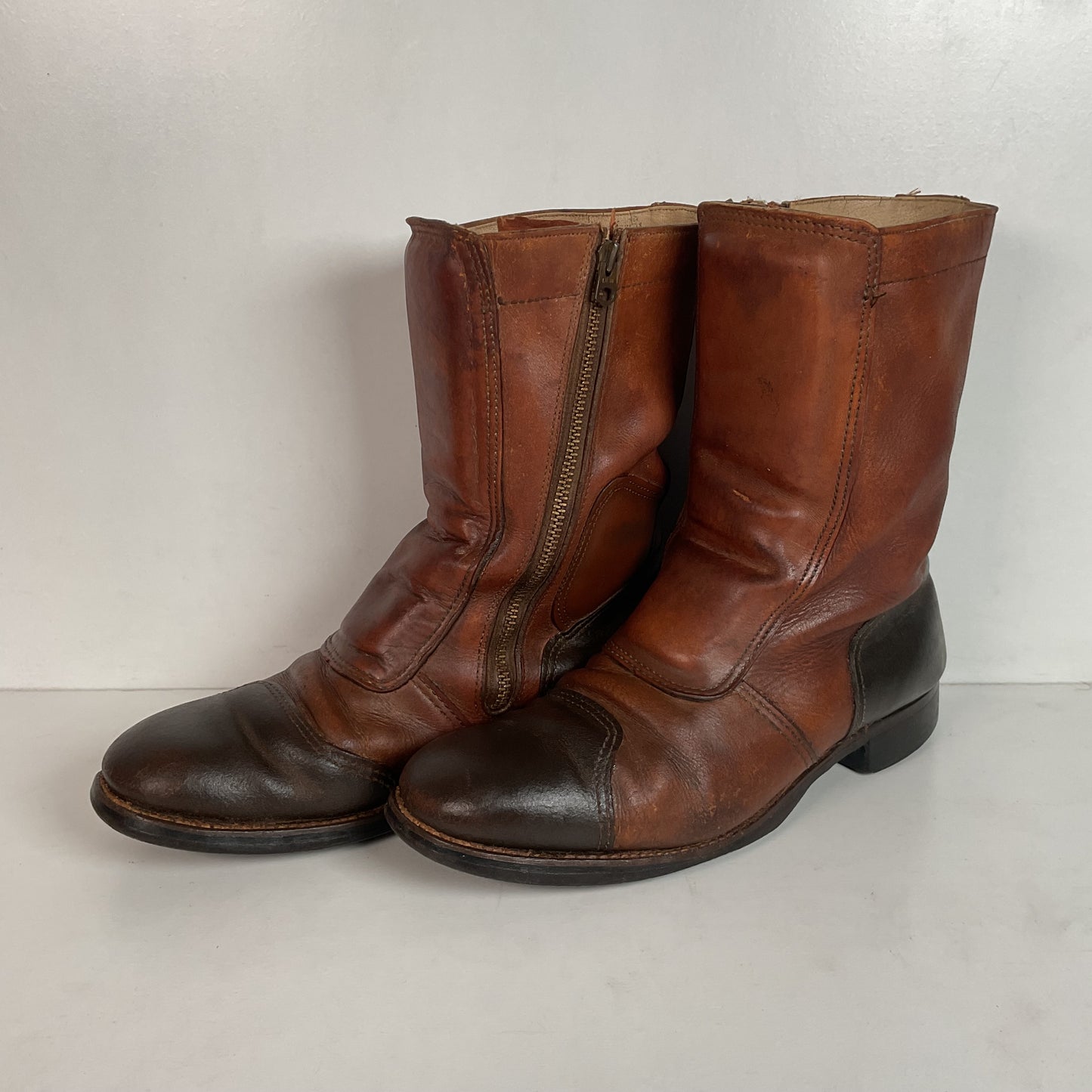 Vintage 1970s Hondaline Boots 9.5 Thrashed Moto Zip