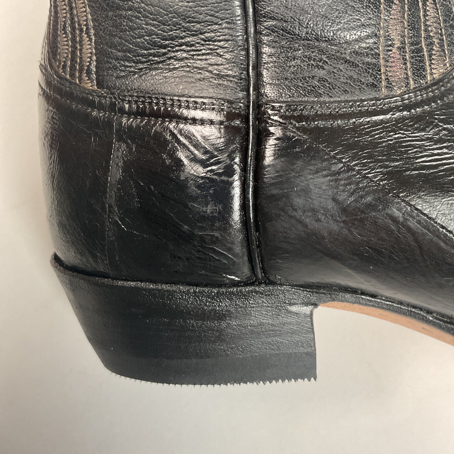 Lucchese San Antonio Exotic Eel Cowboy Boots 9 B Vintage French Toe
