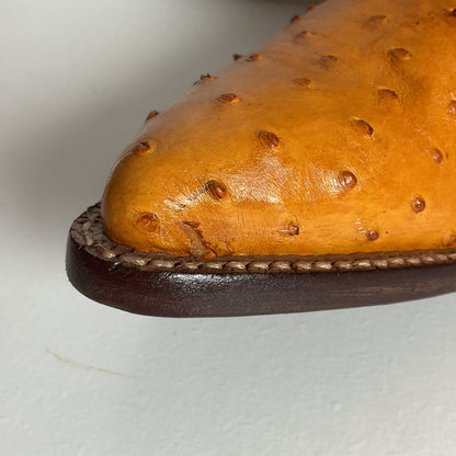 Custom Full Ostrich Quill Cowboy Boots 10 E Butterscotch Exotic