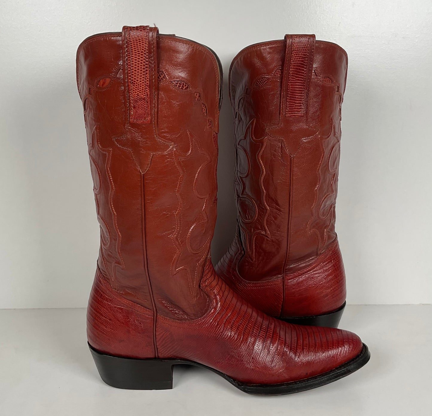 Montana Teju Lizard Cowboy Boots | Tooled Inlays | Men’s 9 D