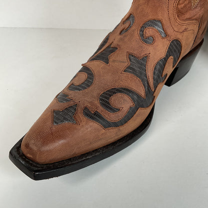 J. B. Dillon Goat Skin Cowboy Boots | Mad Dog | Tooled Inlays | Men’s 9 D