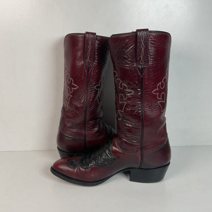 Lucchese San Antonio Black Cherry Ostrich Cowboy Boots Men’s 7.5 | Women’s 8.5