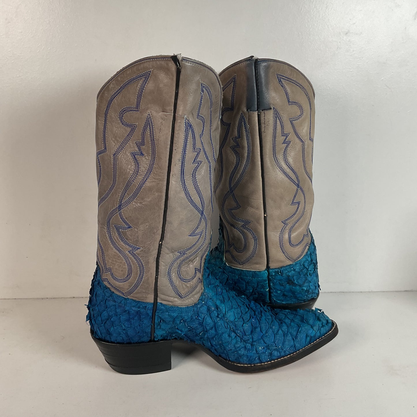 Custom Blue Sea Bass Cowboy Boots Men’s 7.5 | Women’s 8.5 Exotic