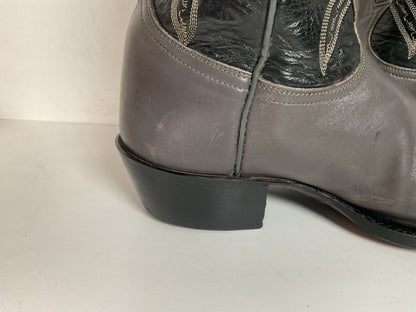 Vintage Tony Lama Grey Lizard Wingtip Cowboy Boots 10.5 D Gold Label Recraft