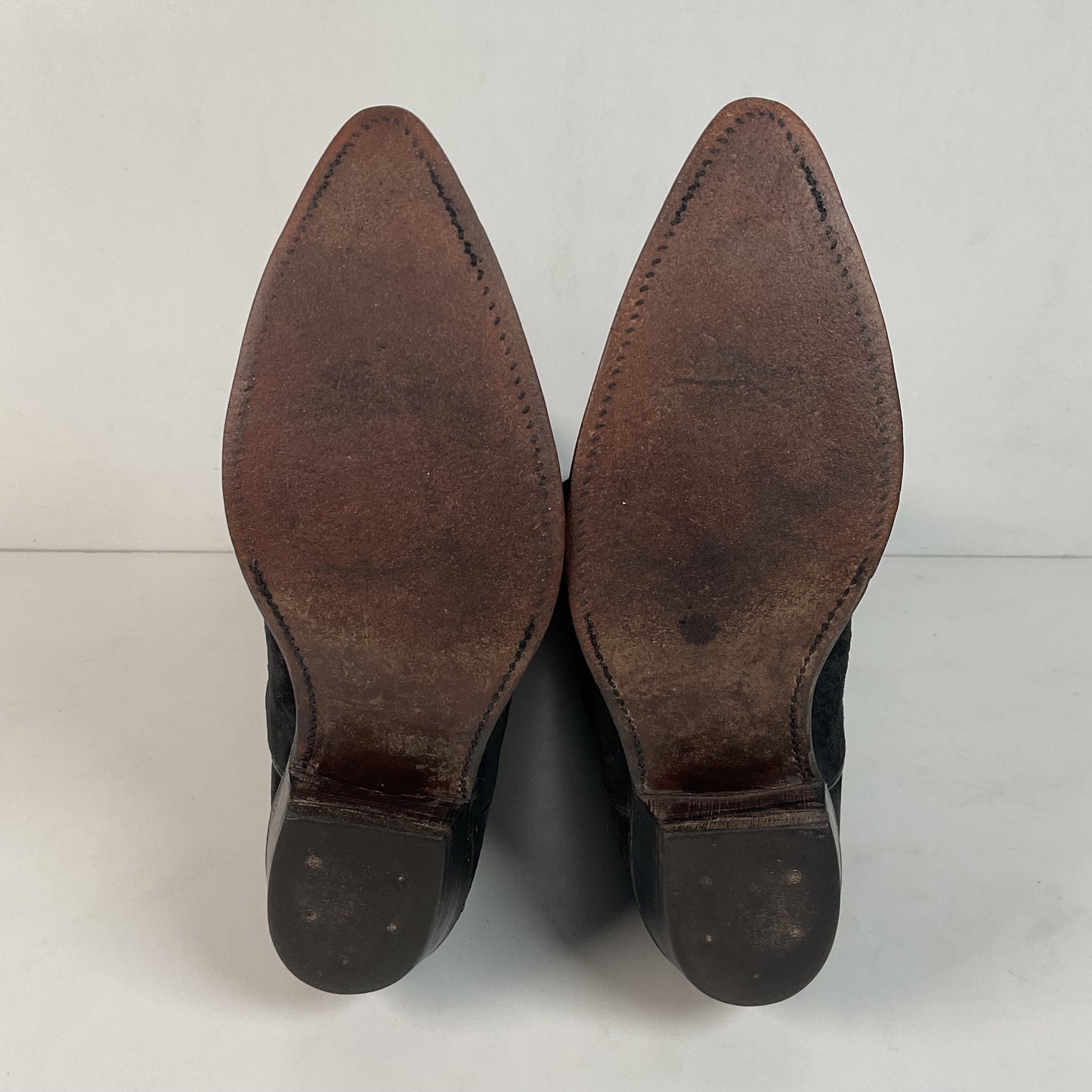 Vintage Nocona Black Suede Cowboy Boots 9 D USA Made Red Label