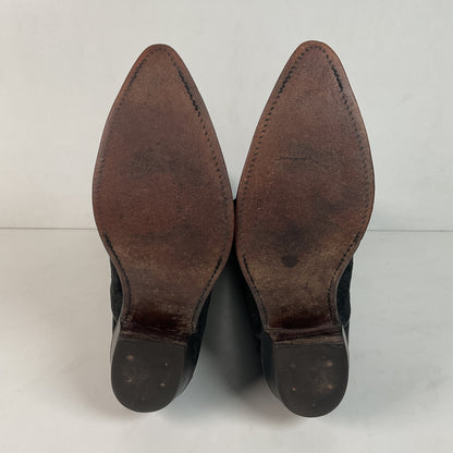 Vintage Nocona Black Suede Cowboy Boots 9 D USA Made Red Label