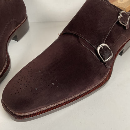 Mezlan Double Monk Strap Shoes | Custom | Nubuck Suede | Brown | Men’s 10.5 M