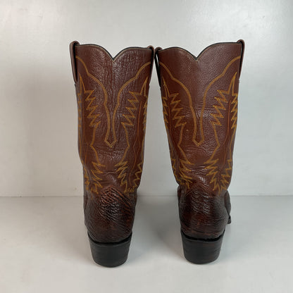 Vintage Brown Shark Skin Cowboy Boots 10 D Exotic