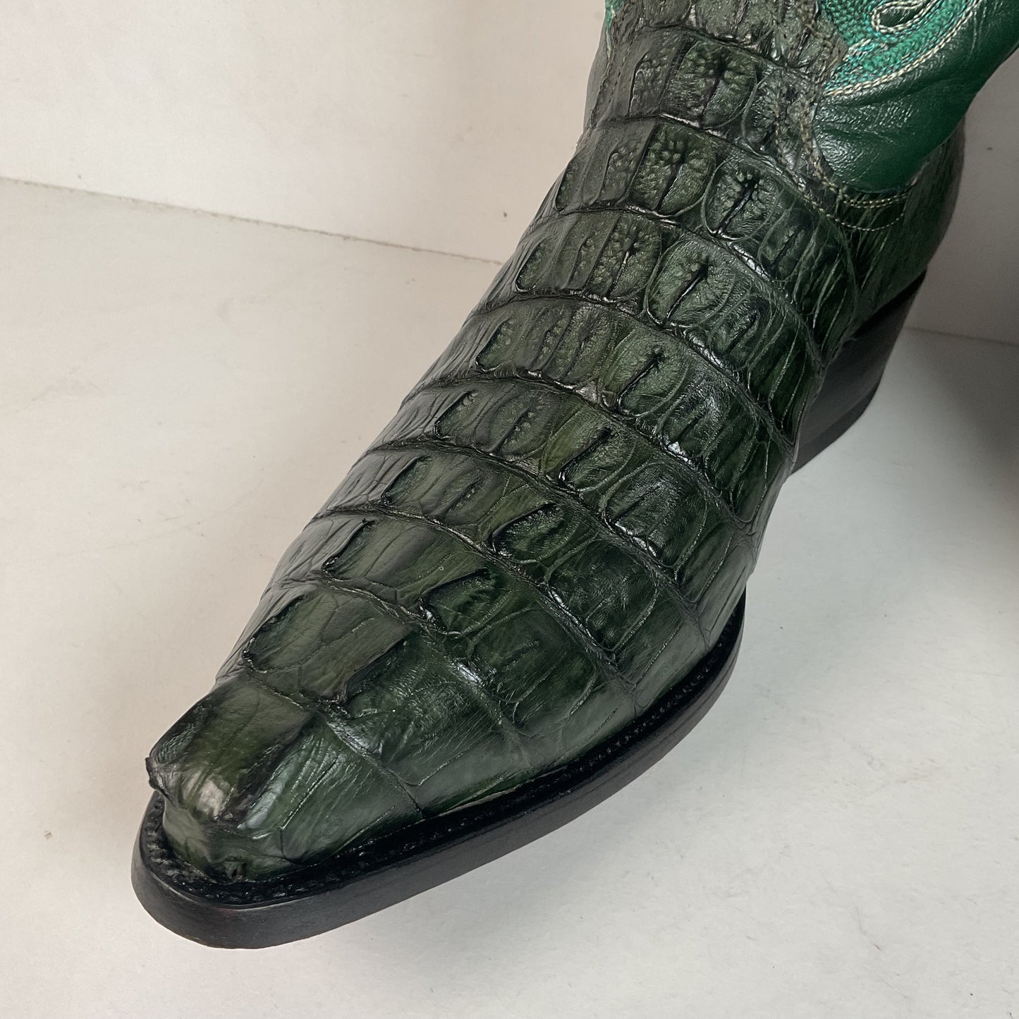 Cuadra Emerald Green Caiman Cowboy Boots 9.5 Exotic Tail Cut