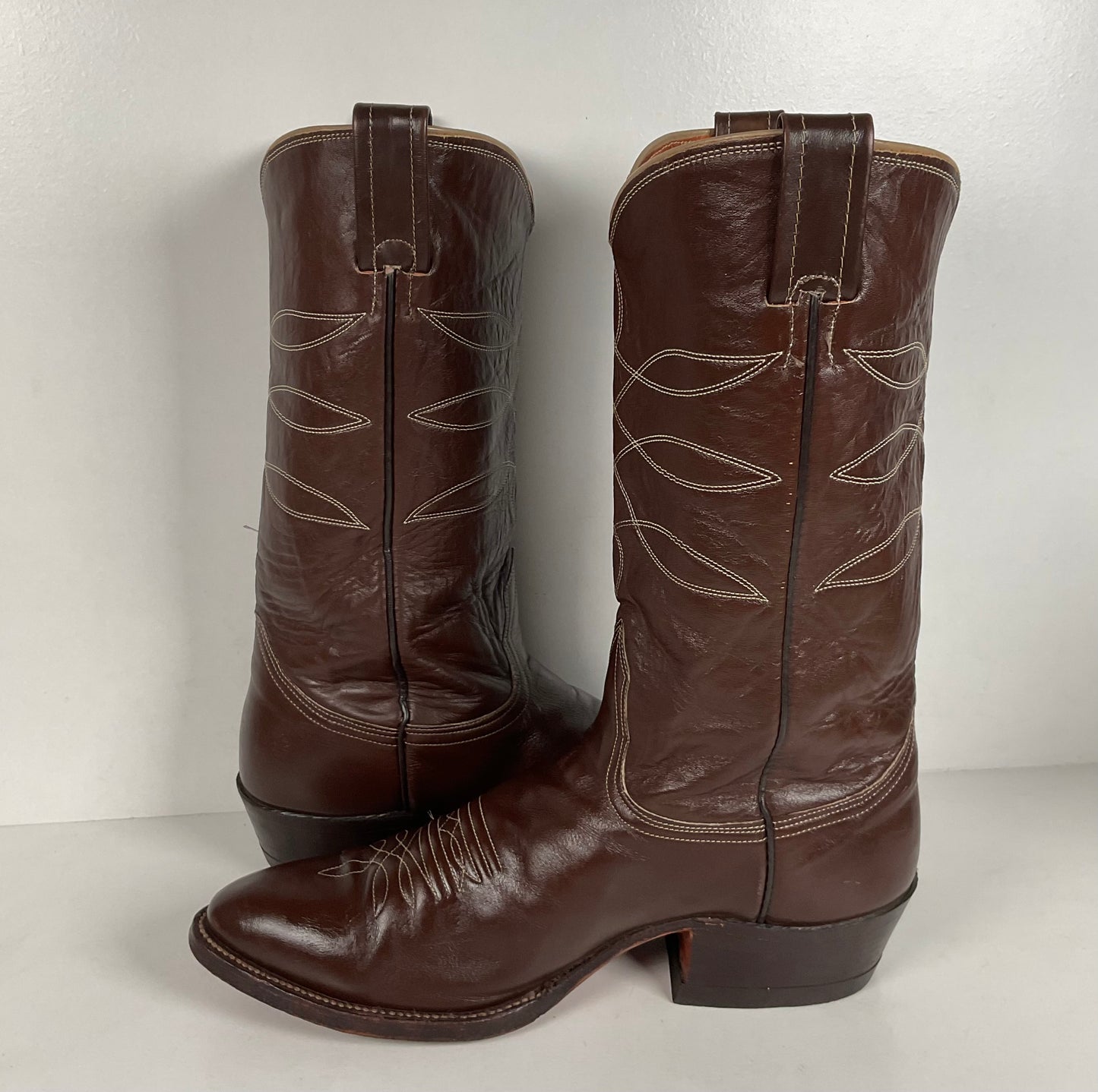 Vintage Nocona Cowboy Boots | Chocolate Calfskin | 1960s-1970s | Men’s 10 D