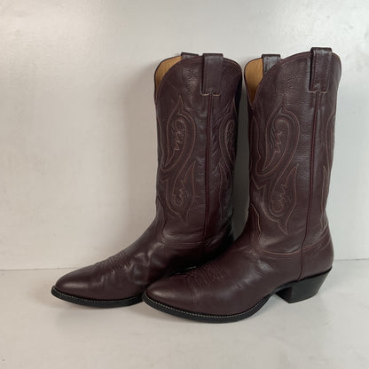 Vintage Nocona Burgundy Boar Cowboy Boots 10.5 D USA Made Wild Pig Skin
