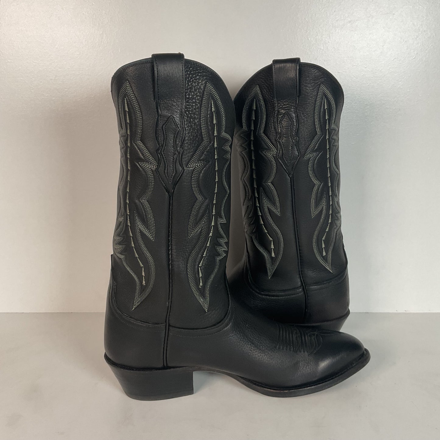 Lucchese 2000 Elk Skin Cowboy Boots | USA Made | Black | Original Box | 9.5 EE