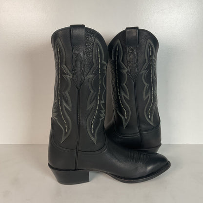 Lucchese 2000 Elk Skin Cowboy Boots | USA Made | Black | Original Box | 9.5 EE