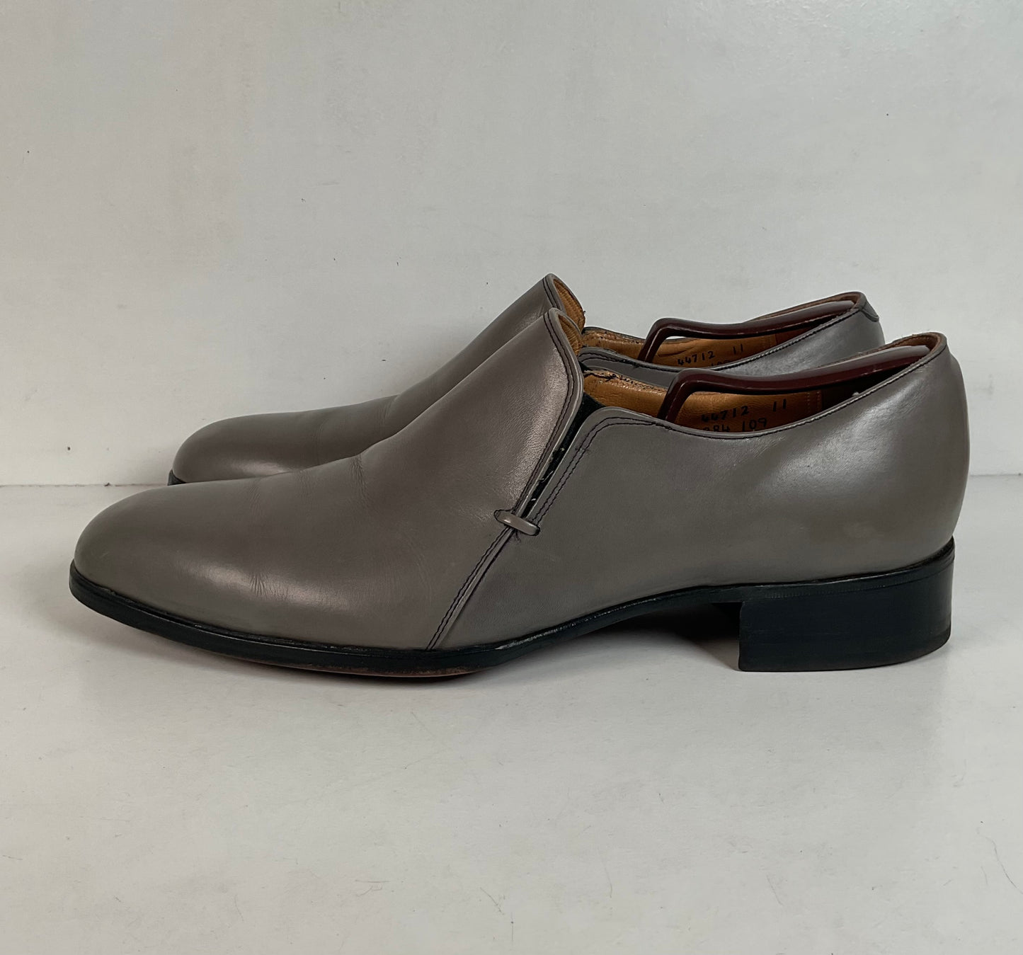 Vintage Johnston Murphy Aristocraft Grey Loafers 13 D Apron Toe USA Made