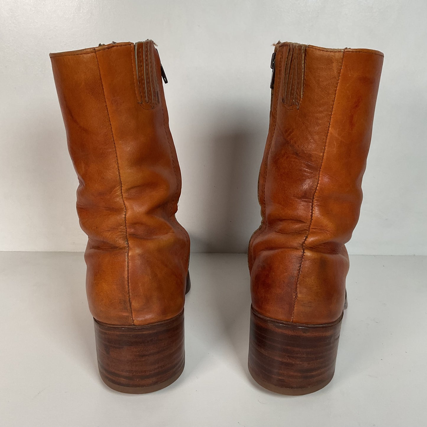 Vintage 60s Frye Chunky Campus Boots 11.5 D Black Label Recraft Thrashed