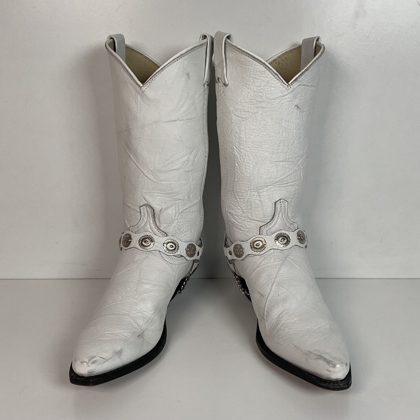 Abilene Wedding White Western Harness Boots 7.5 M Cowgirl