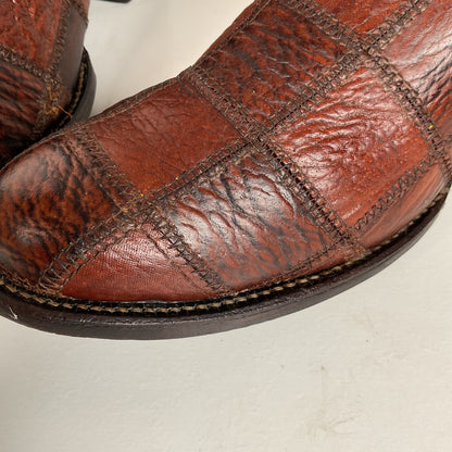 Vintage Sanders Shark Patchwork Cowboy Boots | Exotic | Extra Narrow | 11.5 AA