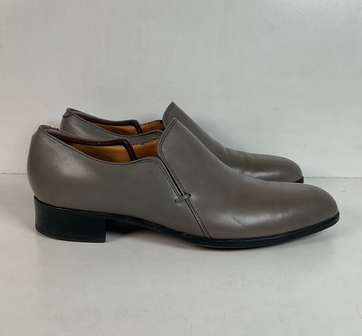Vintage Johnston Murphy Aristocraft Grey Loafers 13 D Apron Toe USA Made