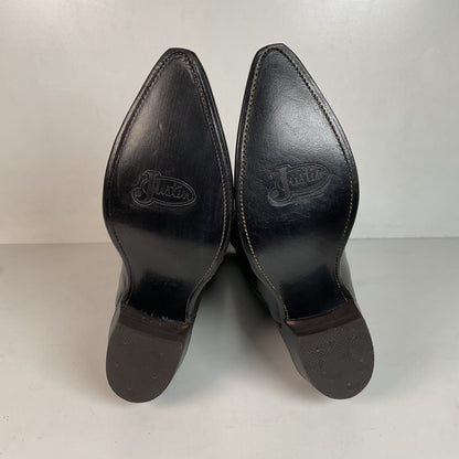 Justin Corona Top Leather Cowboy Boots 9.5 B USA Style 1434 Classic Black