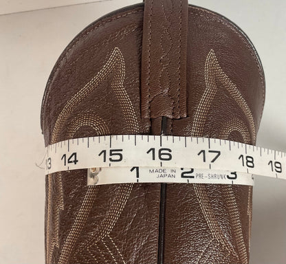 Vintage J Chisholm Exotic Full Quill Ostrich Cowboy Boots 8 D Brown USA Made