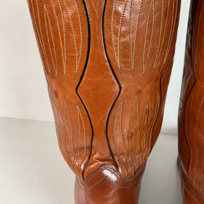 Vintage Dan Post Line Dancing Cowboy Boots 12 B Made in Spain