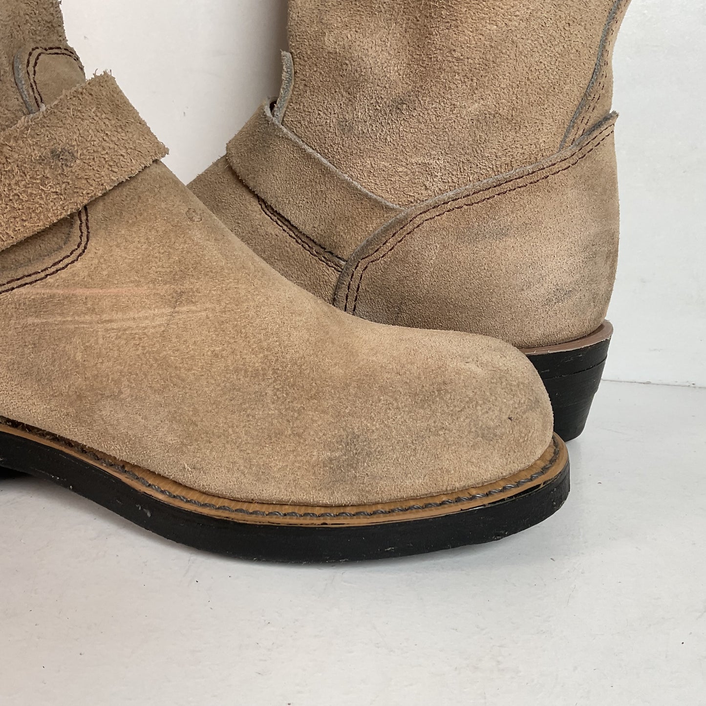 Vintage Georgia Tall Suede Harness Boots 9 M USA Made Soft Toe