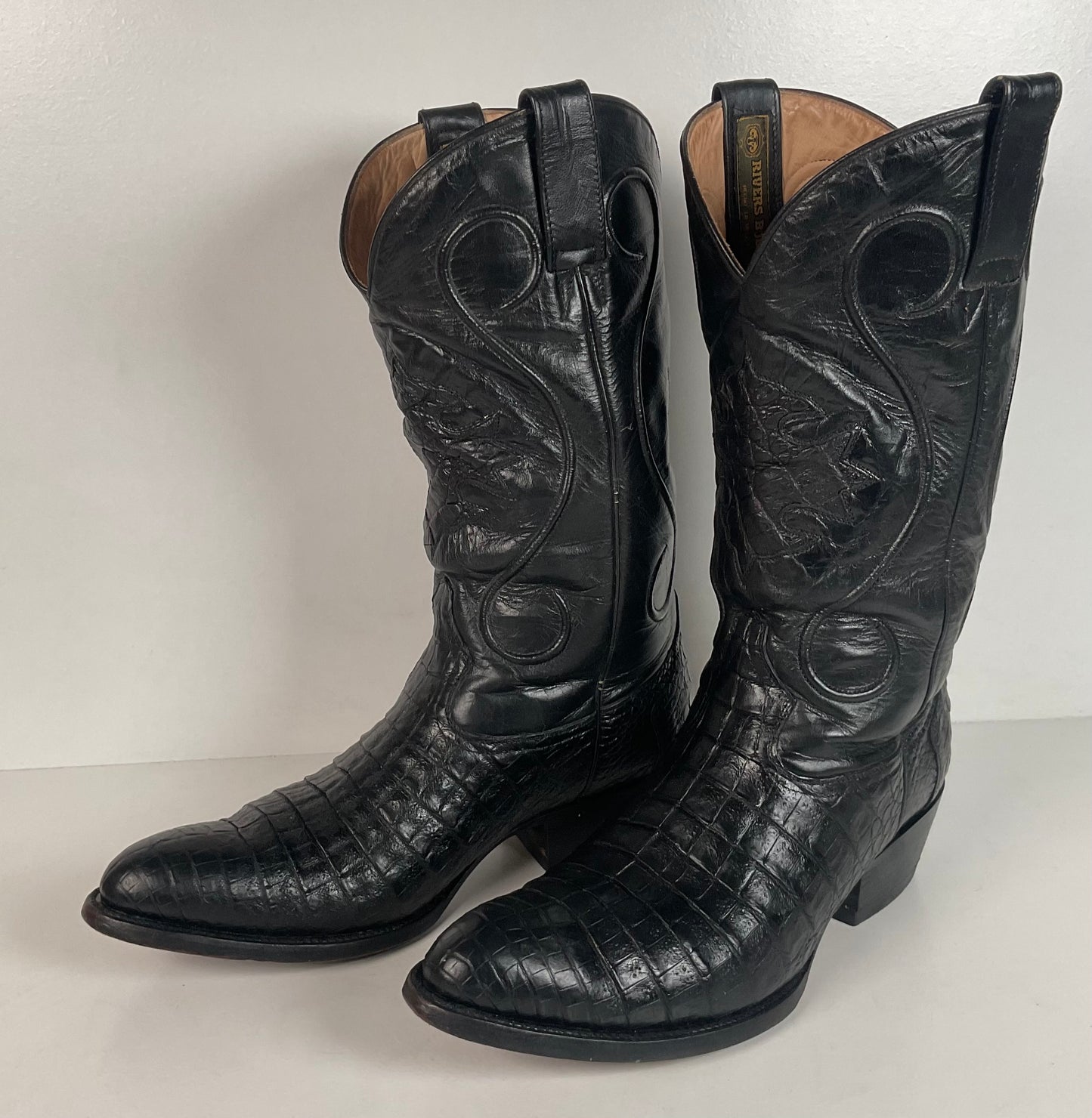 Rivers’ Royal Caiman Belly Cowboy Boots | Exotic | Tooled Inlays | Men’s 9.5