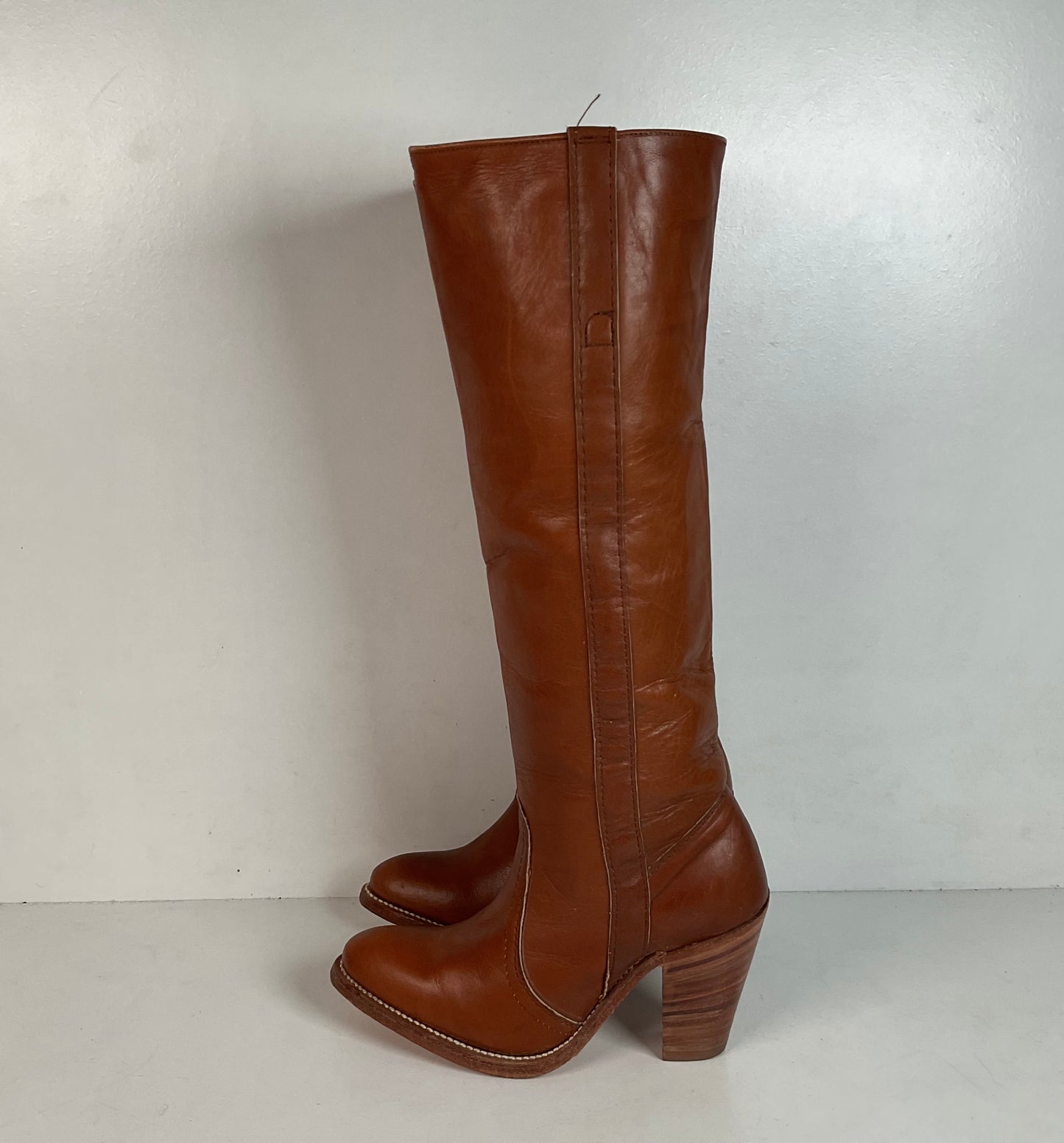 1970s Frye Mustang Riding Boots 6 B Black Label USA Made