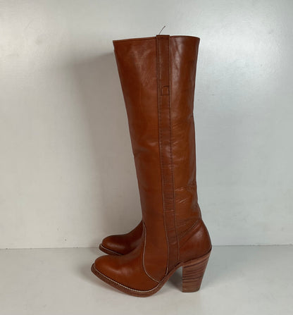1970s Frye Mustang Riding Boots 6 B Black Label USA Made