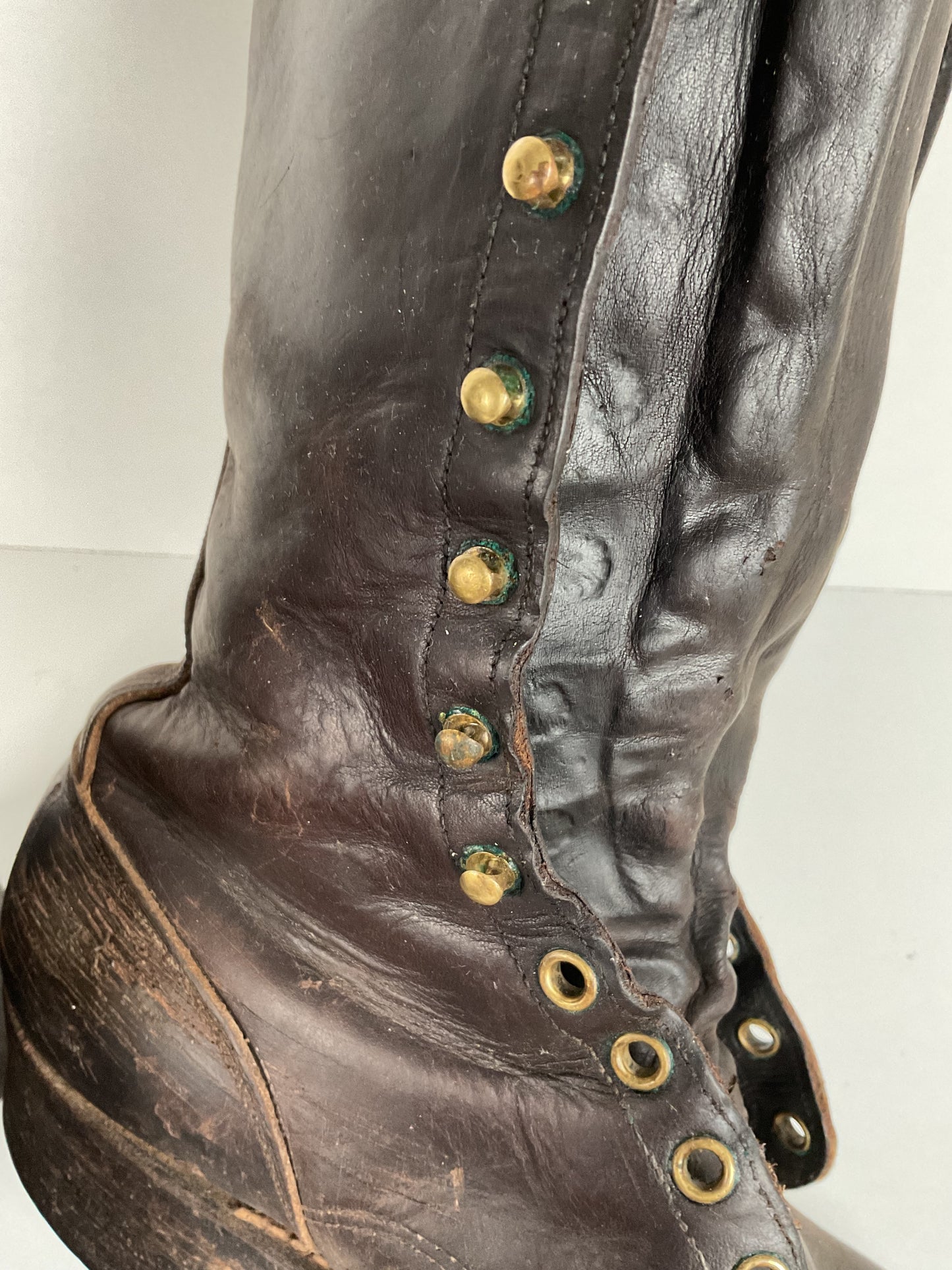 Vintage 1950s Montgomery Ward Pole Climber Boots 8.5 E Spiked Smokejumper USA