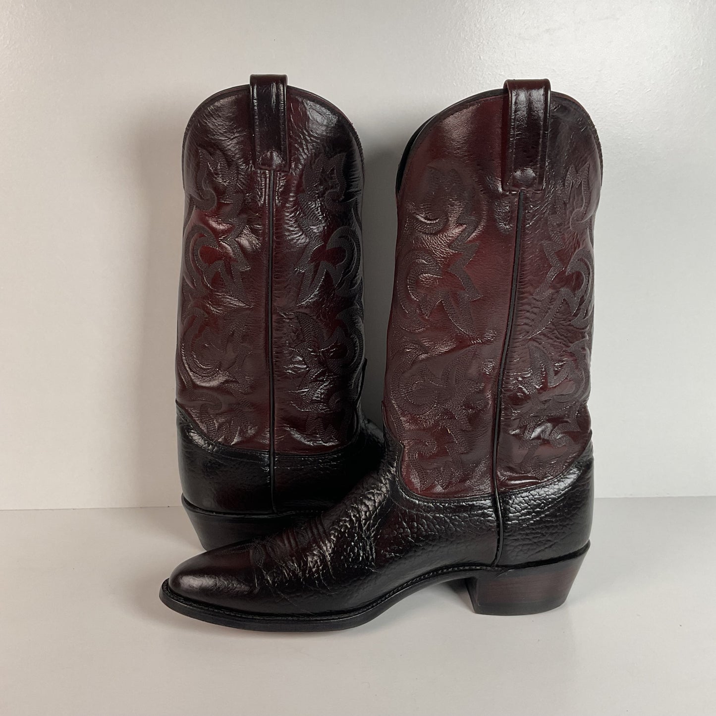 Vintage J. Chisholm Bullhide Cowboy Boots | USA Made | Black Cherry | Men’s 11 D