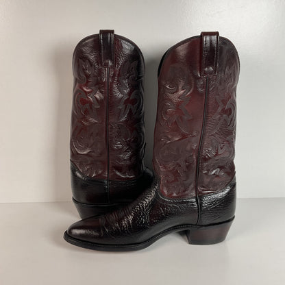 Vintage J. Chisholm Bullhide Cowboy Boots | USA Made | Black Cherry | Men’s 11 D