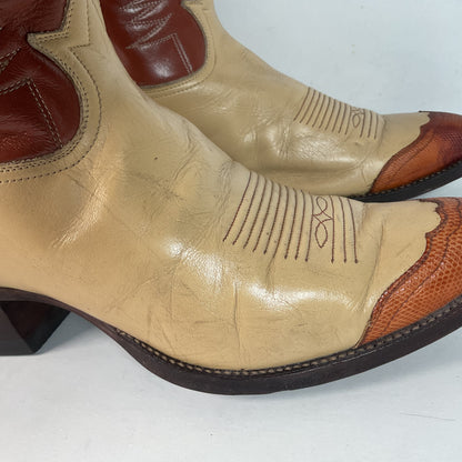 Vintage Tony Lama Urban Cowboy Boots | Teju Lizard Wingtip | Gold Label | 10 D