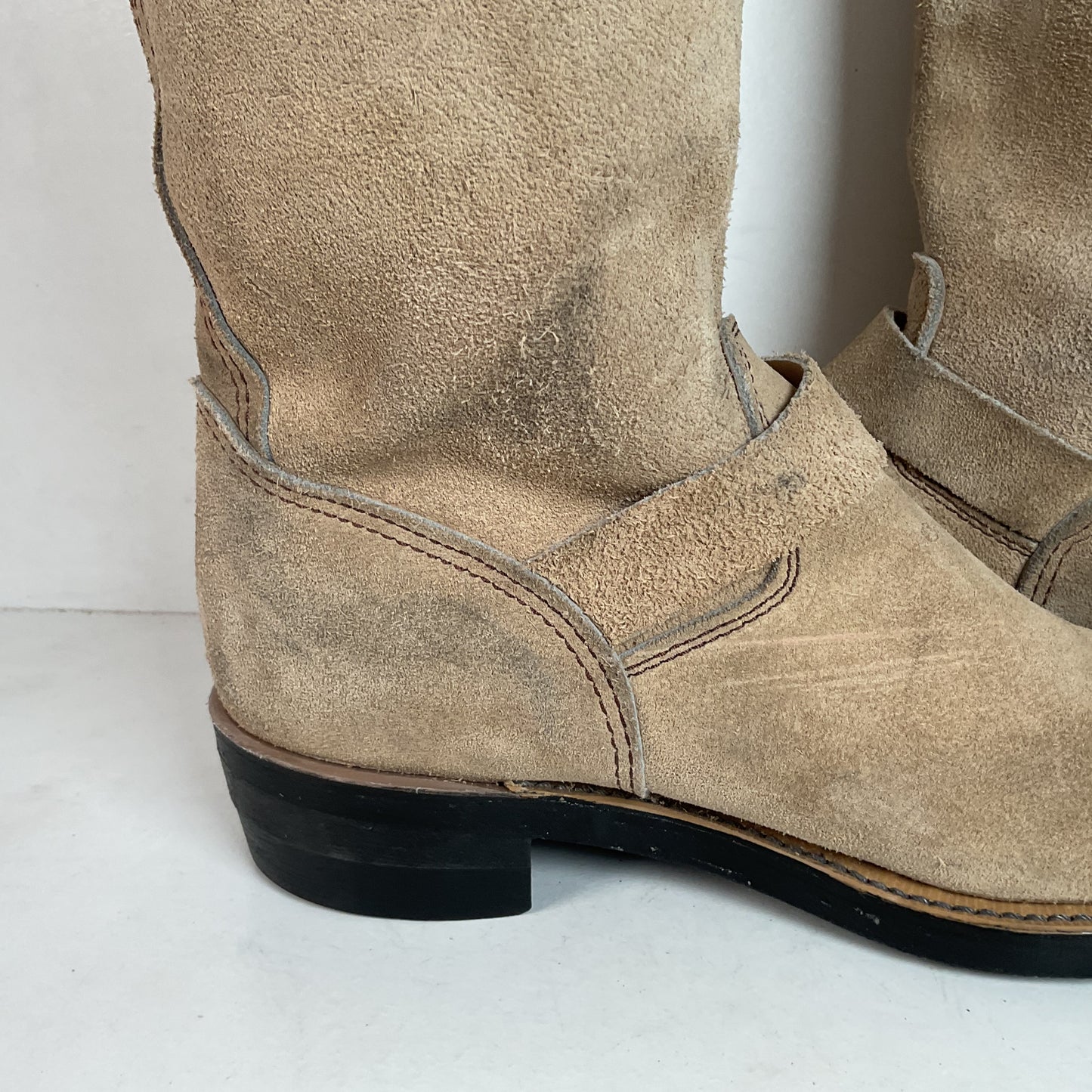 Vintage Georgia Tall Suede Harness Boots 9 M USA Made Soft Toe