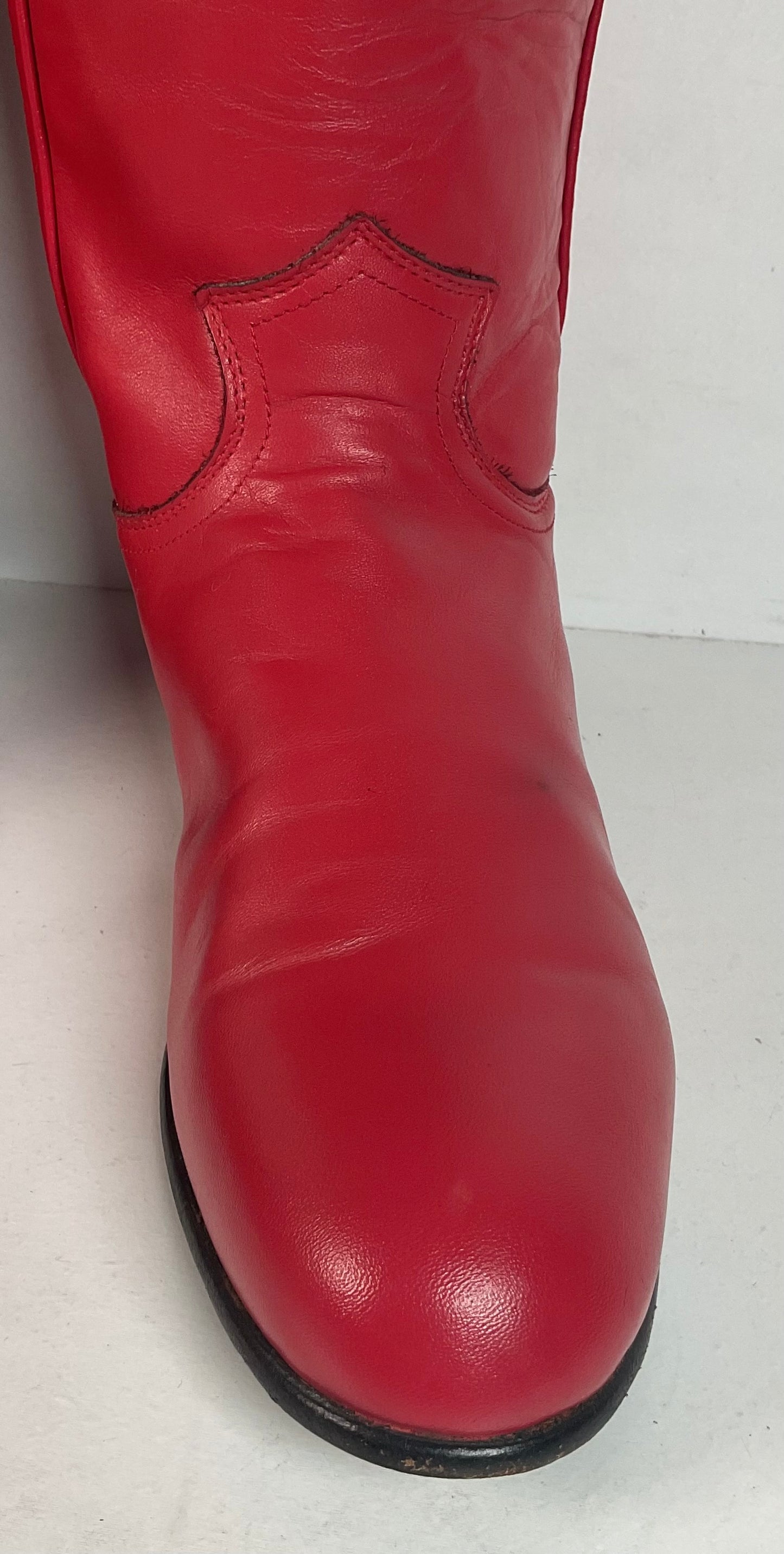Vintage Justin Ruby Red Riding Boots 8.5 AA (Extra Narrow) USA Made Campus