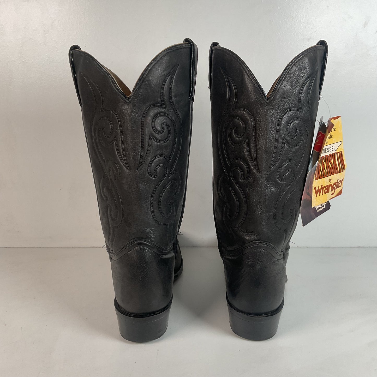 Vintage Wrangler Dark Grey Cowboy Boots 10 D Soft Tennessee Deer Skin