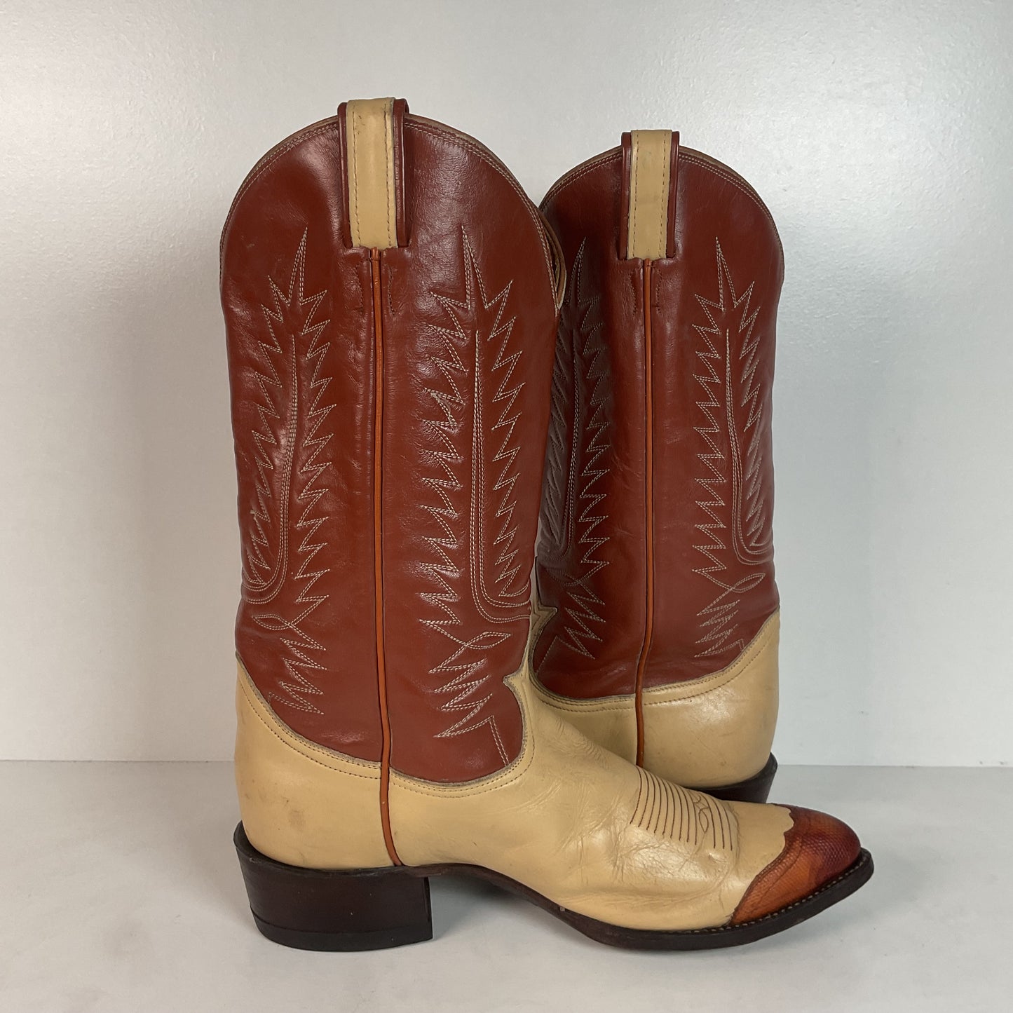 Vintage Tony Lama Urban Cowboy Boots | Teju Lizard Wingtip | Gold Label | 10 D