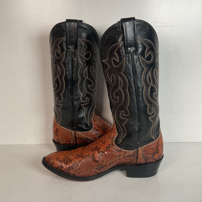 Dan Post Rust Brown Python Snakeskin Cowboy Boots 9 D Back Cut