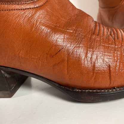 Custom Smooth Ostrich Cowboy Boots | Exotic | Tooled Inlay | Men’s 8.5