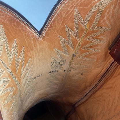 Vintage Tony Lama Pig Skin Suede Cowboy Boots 9 E Gold Label