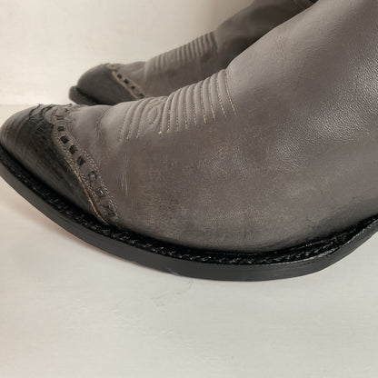Vintage Tony Lama Grey Lizard Wingtip Cowboy Boots 10.5 D Gold Label Recraft
