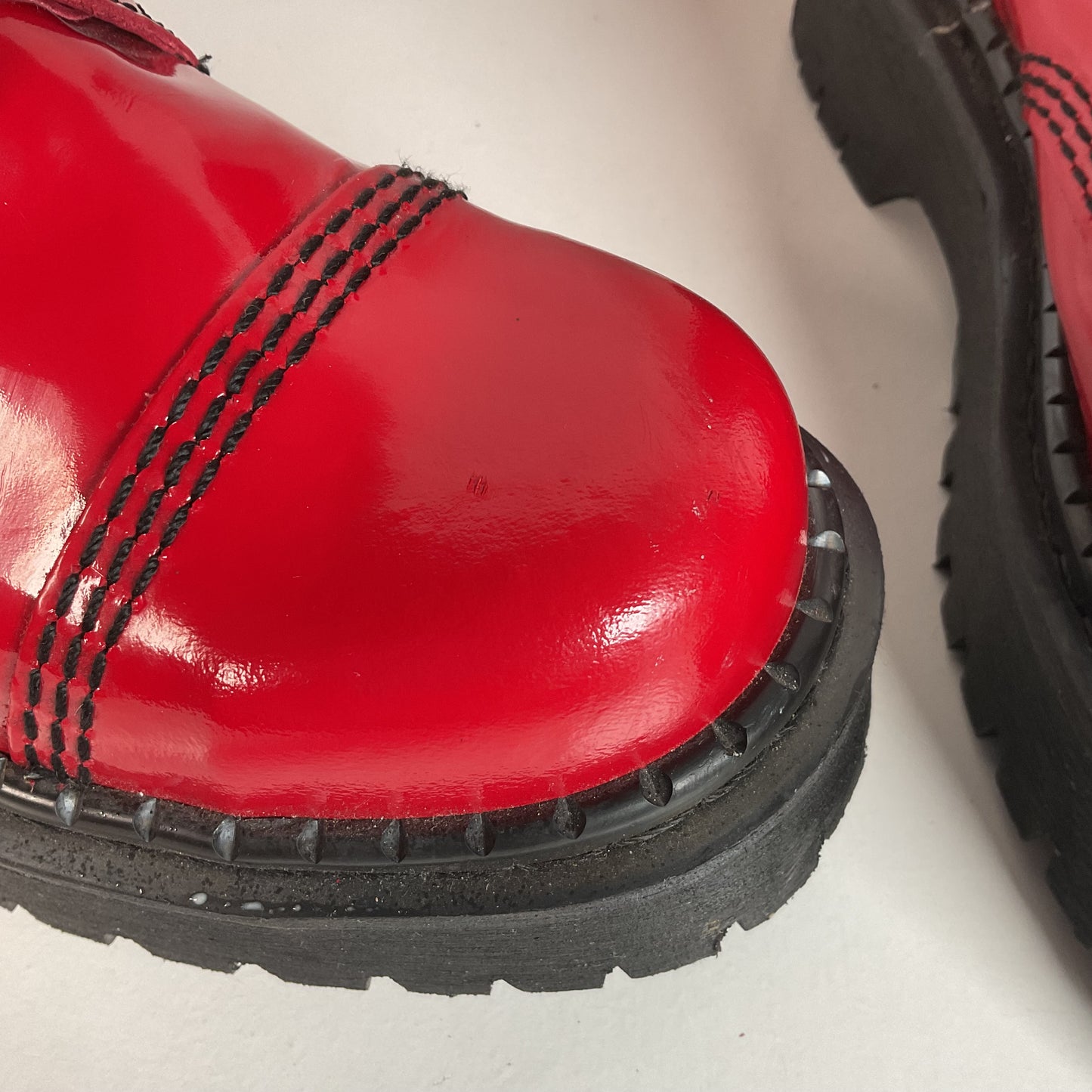 Underground England Lace Up Boots | Safety Toe | Cherry Red Patent | UK 6 | US 8